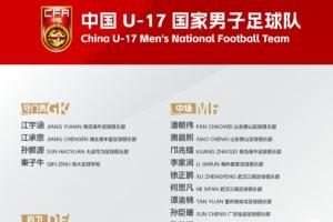 明日之星冠军杯将战阿森纳!U17国足集训名单:邝兆镭徐正鹏在列