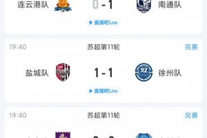 苏超综述:盐城绝平但近5轮0胜仍居第2,连云港11轮后依旧1胜难求